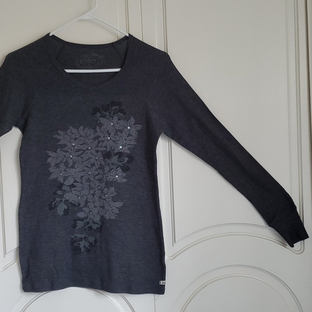Grey Flowered Stoned Long sleeve